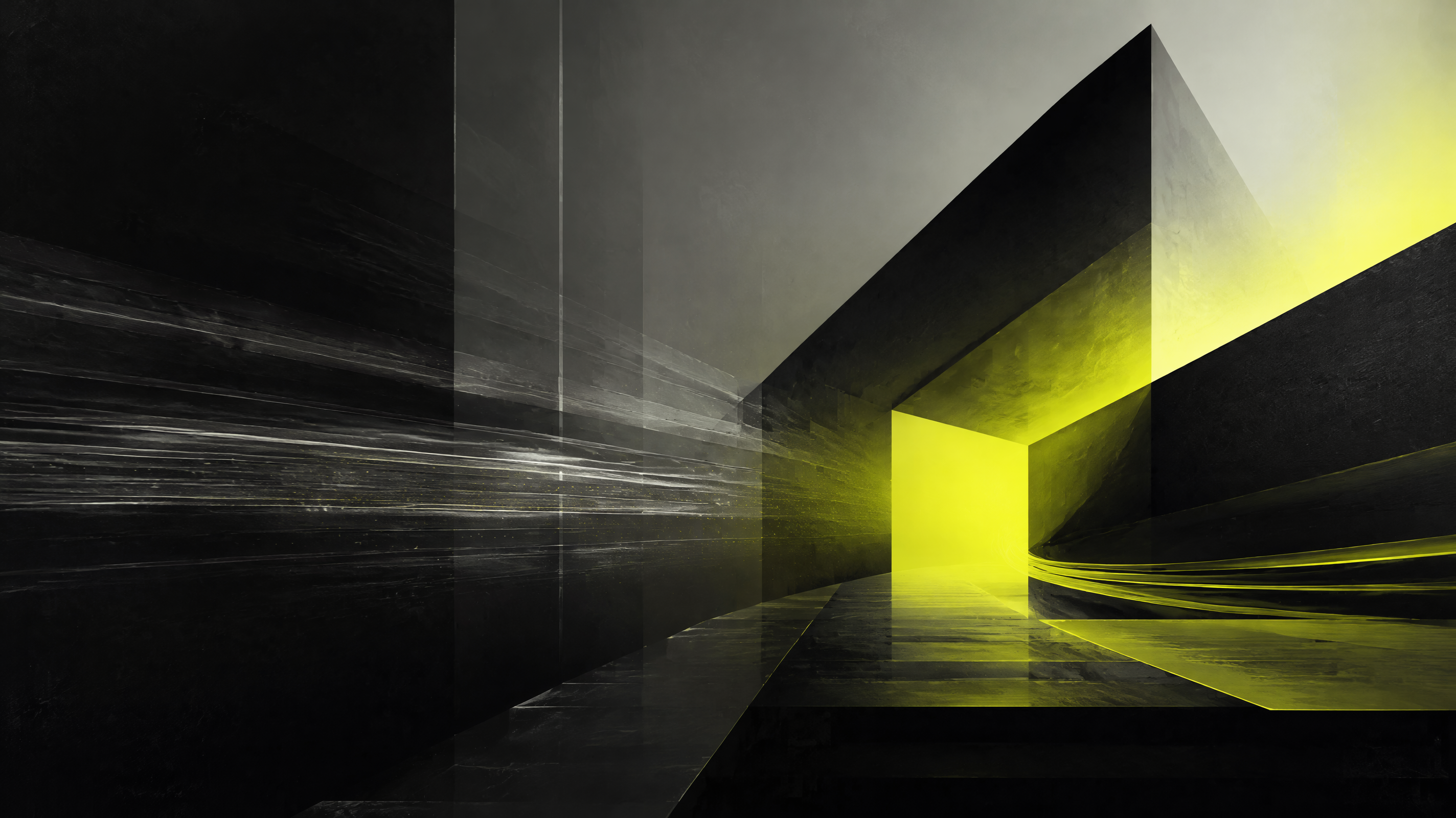 Abstract black and electric-lime architecture representing Aura's campaign system